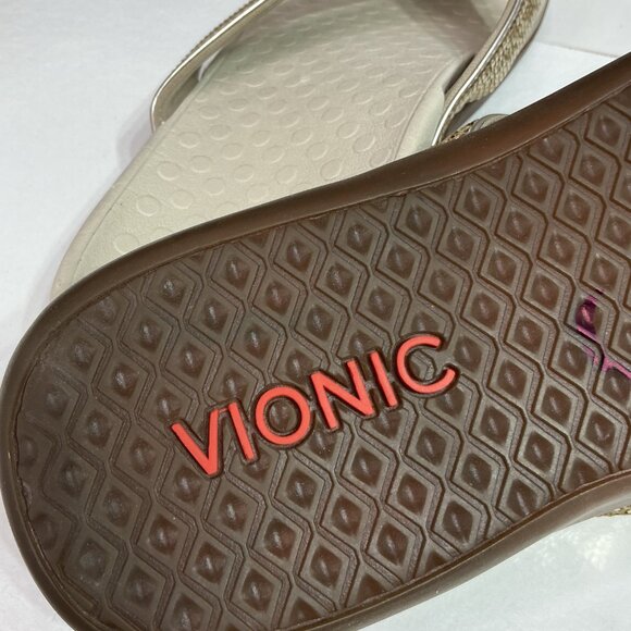 Vionic Women's Sequin Sandals Size 7 Beige/Gold - Picture 4 of 9